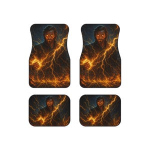 Electric Lightning Car Mats | Set of 4, Auto Accessories, Car Interior Decor, Unique Gifts for Him, Personalized Car Gifts, Car Protection