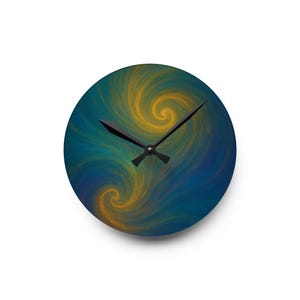 Vibrant Swirl Acrylic Wall Clock Modern Decor, Home Gift, Kitchen Wall Art, Abstract Design, Unique Timepiece