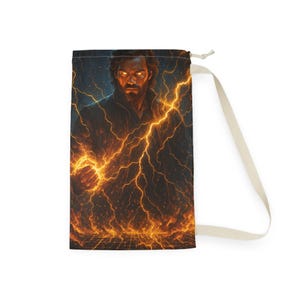 Epic Lightning Laundry Bag, Magical Laundry Hamper, Fantasy Bag, Gift for Wizards, Unisex Laundry Tote