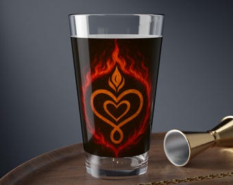 Vaso mezclador con sigilo de corazón llameante de 473 ml (16 oz)