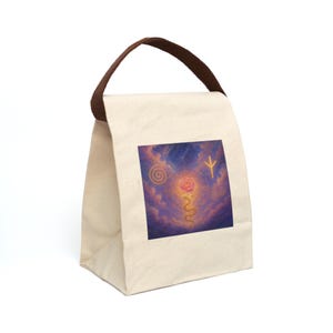 Cosmic Rose Canvas Lunch Bag, Eco-Friendly Lunch Tote, Art Lunch Bag, Gift for Art Lovers, Boho Picnic Bag
