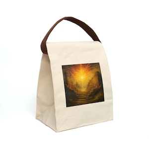 Artistic Canvas Lunch Bag with Strap - Perfect for Work, School, Picnics, or Eco-Friendly Meals, Unique Gift for Adventurers, Art Lovers