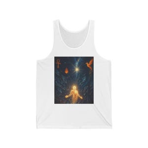 Celestial Art Unisex Tank Top: Cosmic Graphic Jersey, Summer Festival Wear