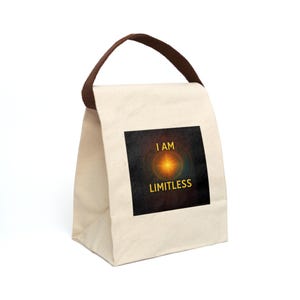 Limitless Canvas Lunch Bag mit Riemen - motivierende Tasche für Schule, Arbeit, Picknicks, Geschenke, umweltfreundlich