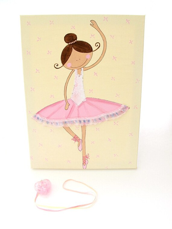 Items similar to Ballerina wall art pink ballerina canvas painting for