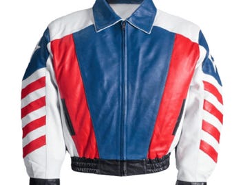 Vintage America flag Vest Leather - Etsy 日本