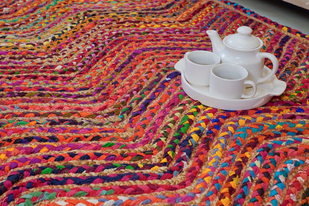 Braided Jute Rag Rug Handmade Boho Floor Rug New Year Home Decor 2026 ...