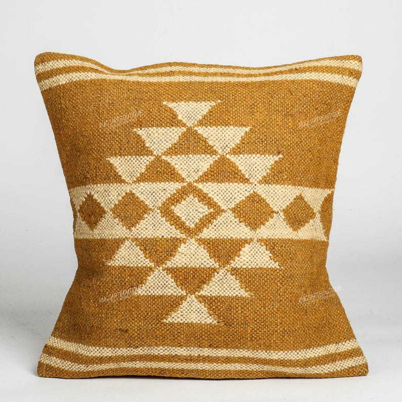 Handmade Multicolour Wool Jute Pillow Cover 4 Set off 45x45 Cm Vintage ...
