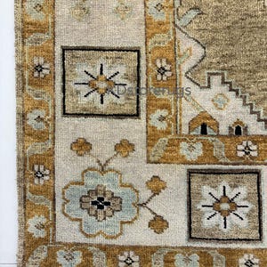 Oushak Rug Hand Knotted | 8x10, 9x12, 10x14 | Wool Antique Vintage Turkish Area Rug | Traditional Living Room Decor Carpet