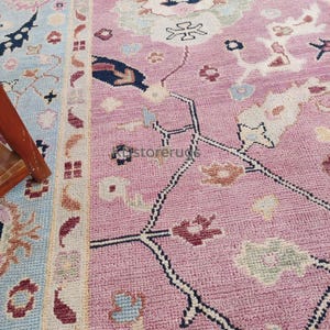 8x10 Pink Modern Oushak Rug | Ready to Ship, Made to Order (Any Size) | Handknotted Grey Oushak | Bedroom, Living, Kids Room Rug