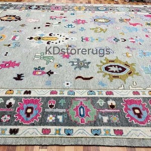 Modern Oushak Rug 8x10 9x12 – Hand Knotted Wool Antique Turkish Area Rug for Living Room, Bedroom, Dining Room, Home Decor Carpet