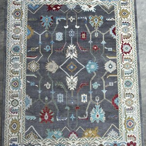 Oushak Rug Hand Knotted | Wool Area Rug 8x10, 9x12, 10x14 | Vintage Antique Style | Traditional Oushak Rug for Living Room Décor