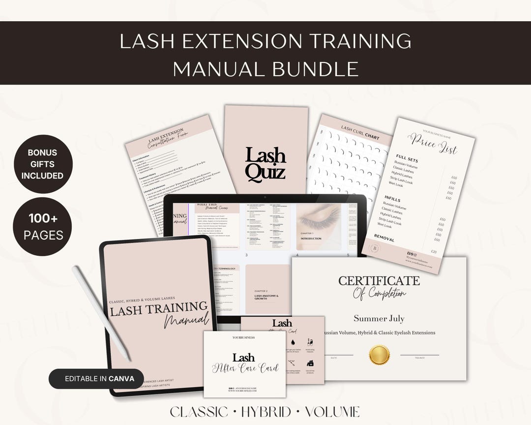 Lash Extension Training Manual Bundle | Lash Course Manual | Classic ...