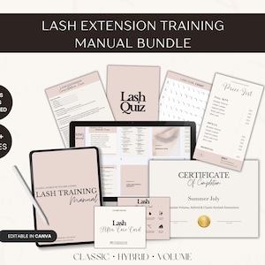 Lash Extension Training Manual Bundle | Lash Course Manual | Classic Hybrid Volume Training | Certificates, Consultation Forms & Price List