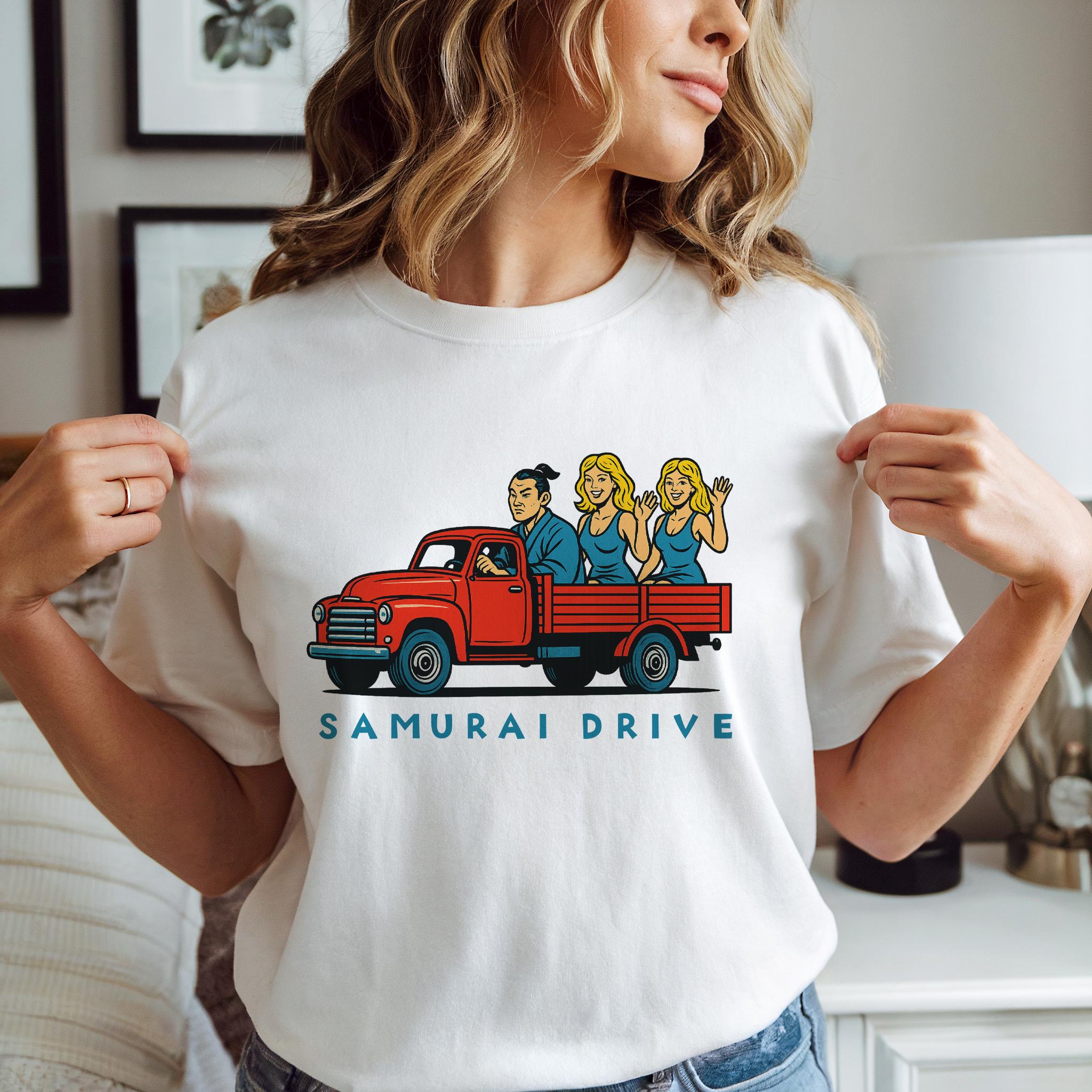 Vintage Samurai Drive T-shirt, Retro Graphic Tee, Unisex Casual
