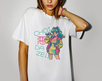80s Neon Pop T-Shirt, Anime Graphic Tee, Perfect for Cosplay, Casual Wear, Gifts for Anime Lovers, Streetwear Style, Unisex Shirt