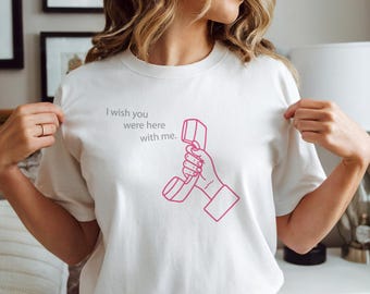 Romantic Retro Phone T-Shirt, Minimalist Line Art Tee,Casual Tee, Gift for Friends, Phone Graphic T-Shirt, Thoughtful Present