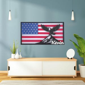 3D-muurkunst Amerikaanse vlag: rustiek patriottisch huisdecor