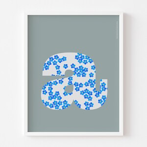 Flores de nudo nomeolvides en letra, personalizada, ilustrada, regalo, impresión artística giclée moderna, minimalista, tipografía, arte de pared
