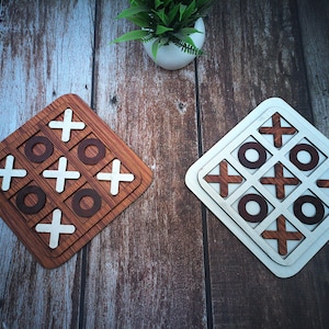 Tic Tac Toe Game – Pocket-Sized 6&quot; Board, Sleek Travel Gift, Gifts for Kids, Mini Wooden XO Game, Fun Family Board Game, Rustic Table Decor