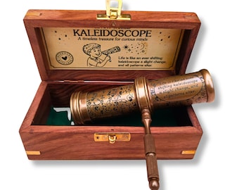Caleidoscopio in ottone personalizzato – Scatola in palissandro con incisione personalizzata, regalo ricordo, regalo di laurea