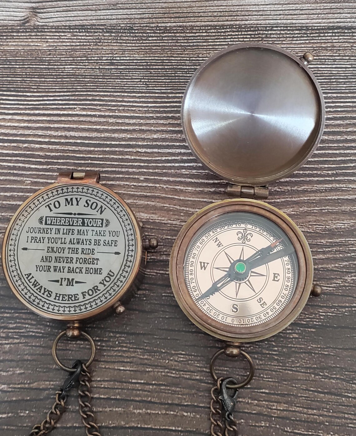 Antique Brass Compass, Vintage Nautical Navigation Compass With Wooden ...