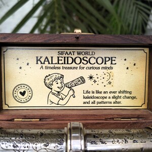 Personalized Brass Kaleidoscope – Custom Engraved Rosewood Box, Keepsake Gift, Graduation Gift image 2