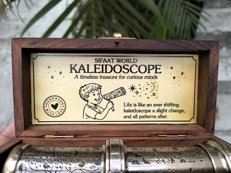 Personalized Brass Kaleidoscope – Custom Engraved Rosewood Box, Keepsake Gift, Graduation Gift image 2