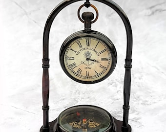 Orologio da tavolo vintage, orologio da tavolo classico in metallo, arredamento retrò per la casa