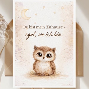 Eulenkarte - Karte Eule mit Spruch - Liebeskarte - Karte für Partner - Beziehung und Familie - A6 Postkarte - kleine Aufmerksamkeit