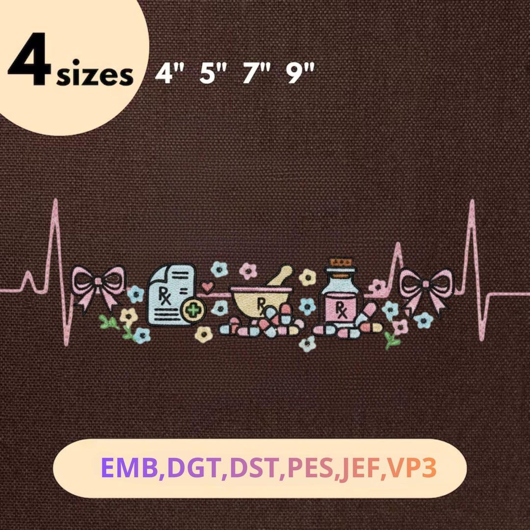 Pharmacist Icon Embroidery File Pharmacy Tech Design Medical Embroidery ...