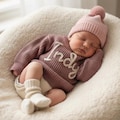 Hand-Embroidered Custom Name Baby Sweater: Personalized Knit