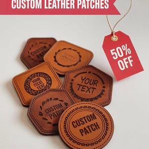 Custom Leather Patch | Personalized Leather Patch | Sew On or Iron On | Leather Logo Patch for Hats Jackets | Bags Uniforms and Gifts