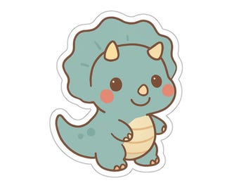 Kawaii Dinosaurier gestanzte Aufkleber - niedlicher Triceratops Aufkleber für Kinder, Journals, Laptops, Wasserflaschen, Bastelprojekte