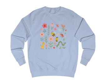 Floral Beehive Unisex Sweatshirt, Cozy Spring Top, Gift for Nature Lovers, Cute Animal Print, Perfect for Casual Outings, Plant Lovers