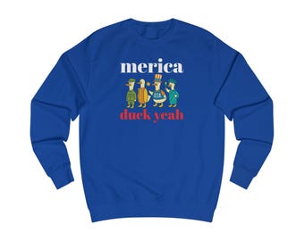Patriotic Unisex Sweatshirt - 'Merica Duck Yeah - Funny Humor Gift for 4th of July, BBQ, Casual Wear, Family Gatherings