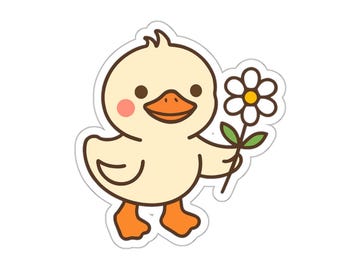 Niedliche Enten-Aufkleber, Laptop-Aufkleber, entzückender Blumenaufkleber, Frühlingsdekoration, lustiges Geschenk für Freunde