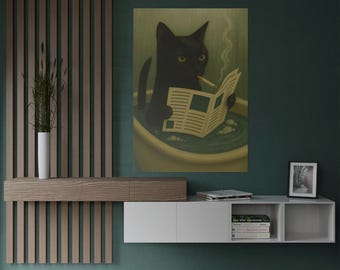 Schwarzes Katzen Badezimmer Poster