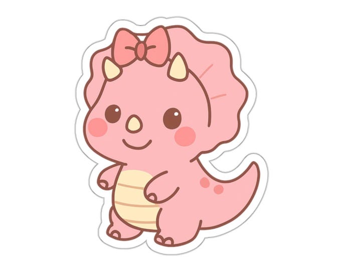 Cute Pink Dinosaur Die cut Stickers Kids Party Favors Laptop Decals cute-pink-dinosaur-die-cut-stickers-kids-party-favors-laptop-decals