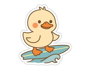 Niedliche Enten-Surfer Gestanzte Aufkleber - Lustiges Dekor für Laptops, Wasserflaschen, Kinderhandwerk, Strandliebhaber, Sommer Vibes