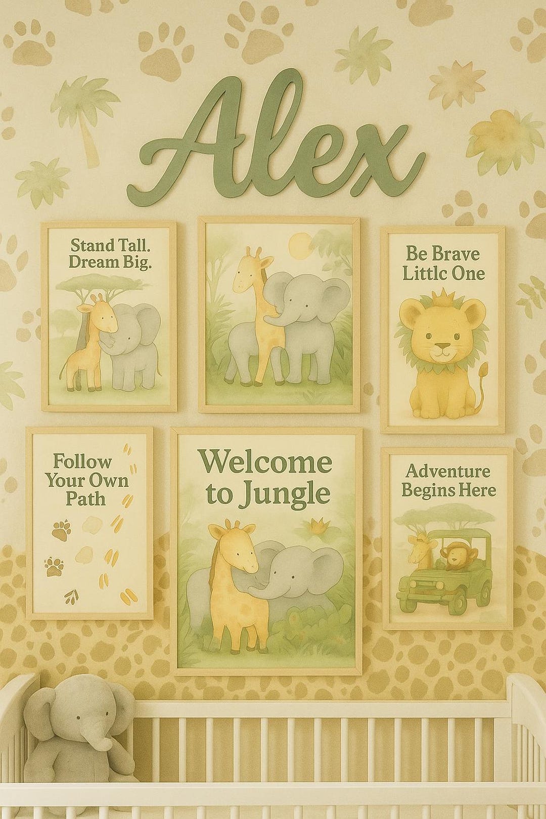 Safari Jungle Nursery Wall Art Set – 7 Print Digital Download for Baby ...