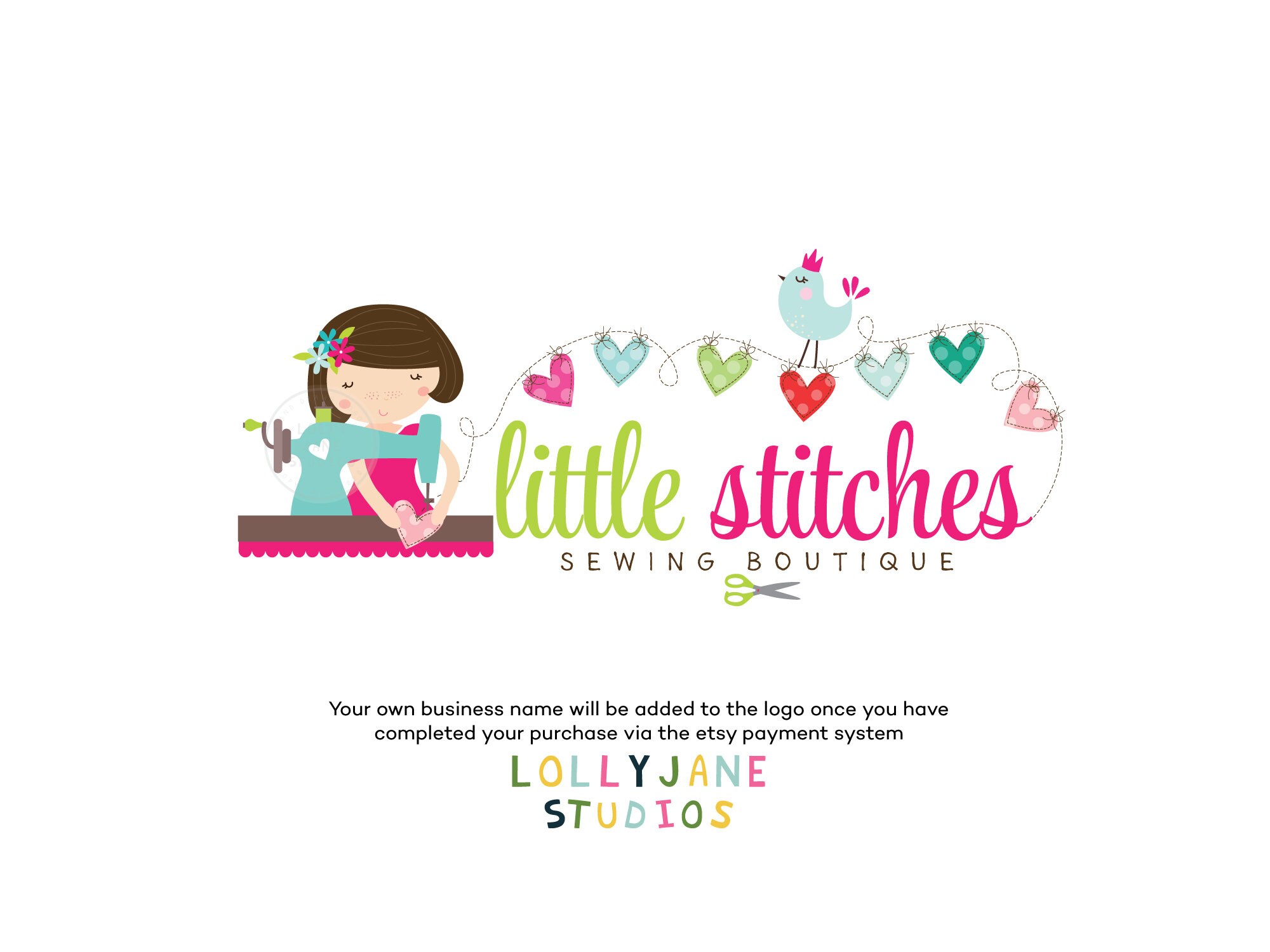 Seamstress logo sewing logo sewing machine logo bunting Etsy