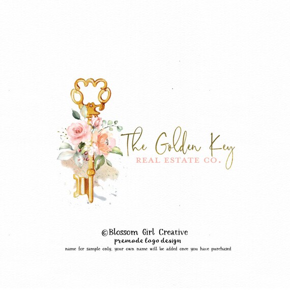 Vintage Key Logo Real Estate Logo Home Decor Logo Gift Shop Etsy