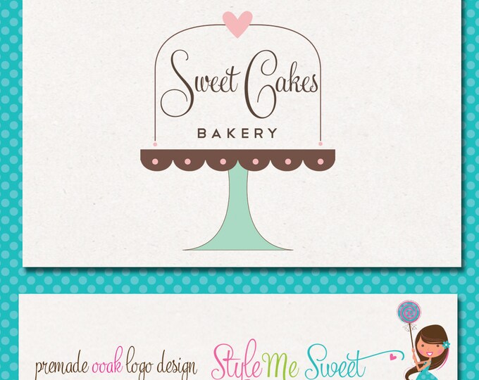 Logo Design Hand Drawn Premade OOAK Sweet Cake Stand With Text | Etsy