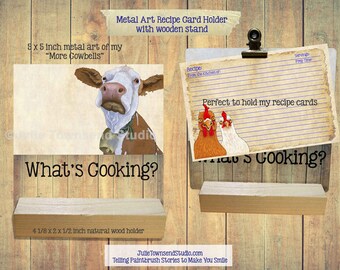 Country Kitchen Recipe Card Holder - Wedding Gift Idea - Cute Recipe Card Display Stand - Gift for Mom - Bridal Shower Gift - Kitchen Gifts