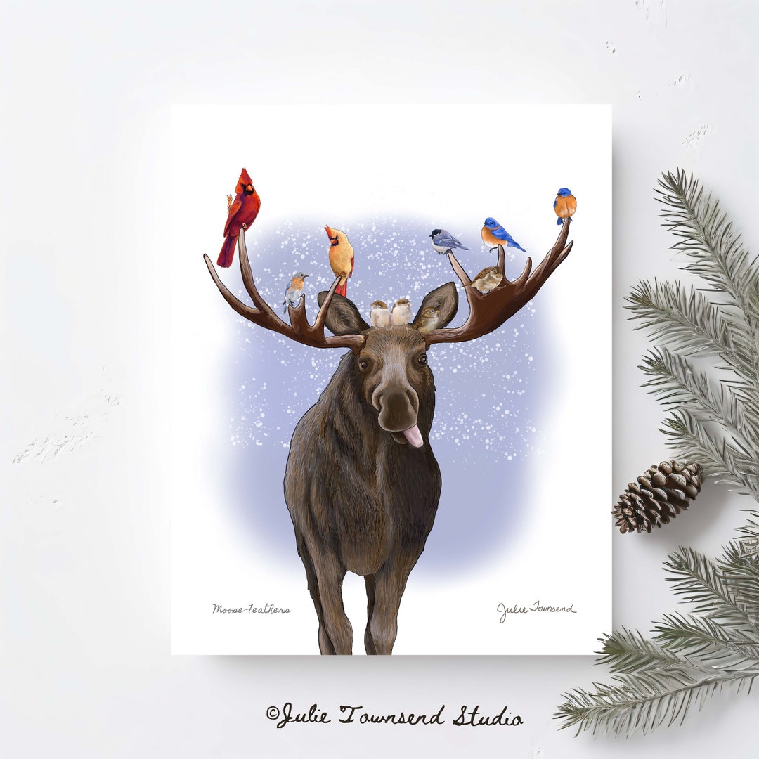 Christmas Moose and Bird Art Print Adorable Woodland Scene to Add Lots of Holiday Cheer to Your Home Snowy Winter Forest Landscape Scene - Etsy christmas-moose-and-bird-art-print-adorable-woodland-scene-to-add-lots-of-holiday-cheer-to-your-home-snowy-winter-forest-landscape-scene-etsy