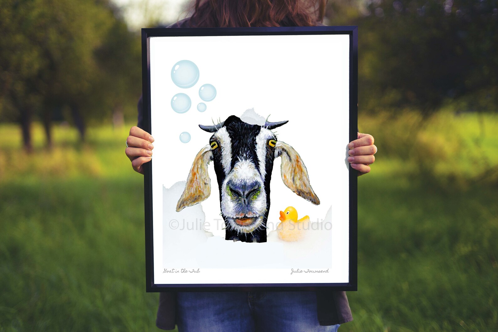 Goat Taking a Bubble Bath Goat in the Bath Tub Wall Art Etsy