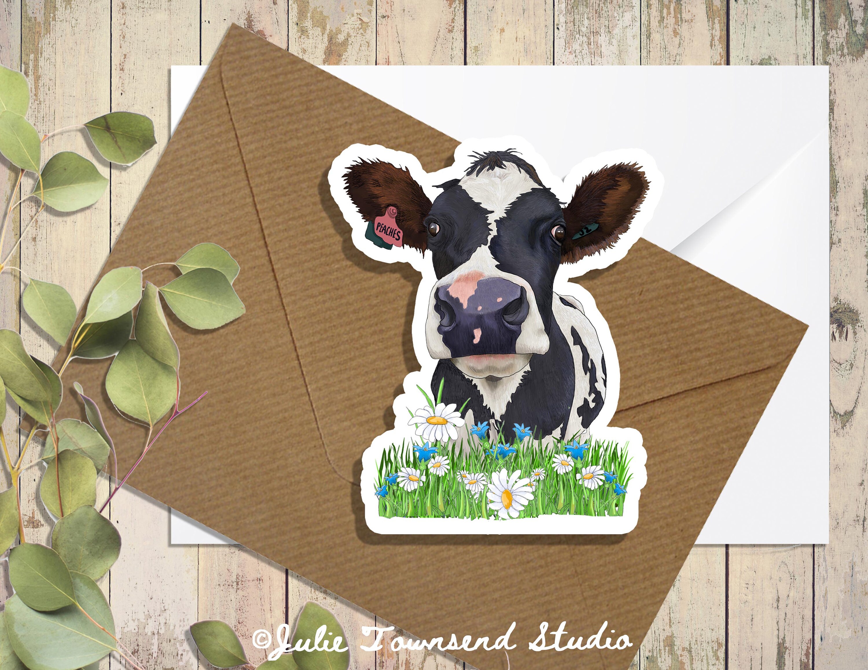 Holstein Dairy Cow Sticker - Black and White Vinyl Decal - Handmade ...