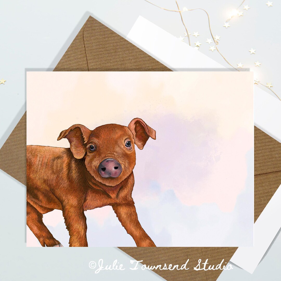 Farm Animal Pig Stationery Note Cards - Set of 10 Handmade Blank ...