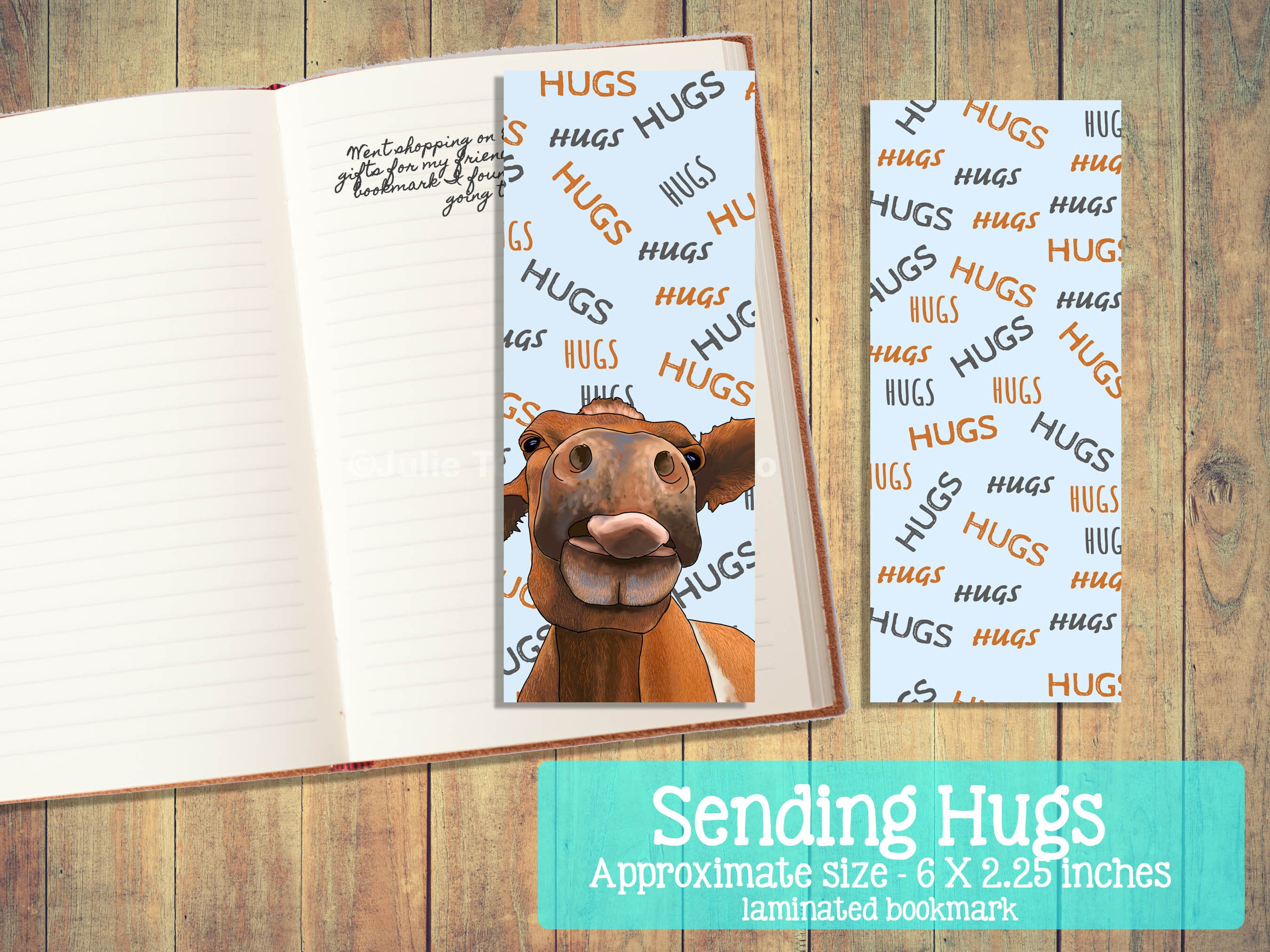 Hugs and Kisses Bookmark XOXO Funny Cow Book Marker